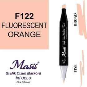 Masis 122 Floresan Turuncu Çift Uçlu Marker Grafik Çizim Kalemi