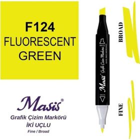 Masis 124 Floresan Yeşil Çift Uçlu Marker Grafik Çizim Kalemi