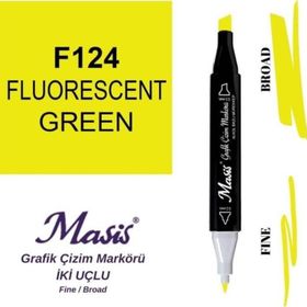 Masis 124 Floresan Yeşil Çift Uçlu Marker Grafik Çizim Kalemi