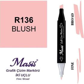 Masis 136 Allık Pembe Çift Uçlu Marker Grafik Çizim Kalemi