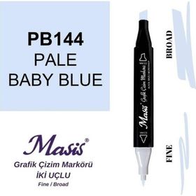 Masis 144 Açık Bebe Mavi Çift Uçlu Marker Grafik Çizim Kalemi