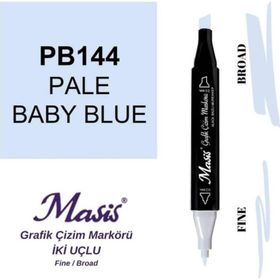 Masis 144 Açık Bebe Mavi Çift Uçlu Marker Grafik Çizim Kalemi