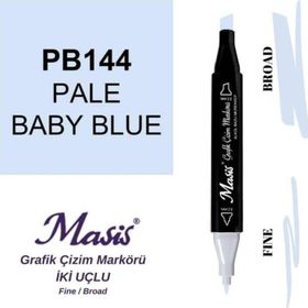 Masis 144 Açık Bebe Mavi Çift Uçlu Marker Grafik Çizim Kalemi