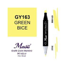 Masis 163 Yeşilimsi Anason Çift Uçlu Marker Grafik Çizim Kalemi