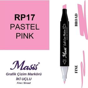 Masis 17 Pastel Pembe Çift Uçlu Marker Grafik Çizim Kalemi