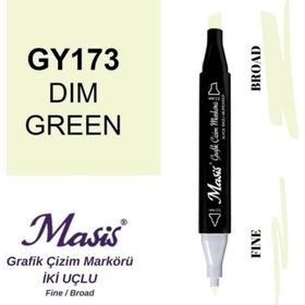 Masis 173 Mat Yeşil Çift Uçlu Marker Grafik Çizim Kalemi