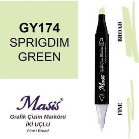Masis 174 Koyu Mat Yeşil Çift Uçlu Marker Grafik Çizim Kalemi