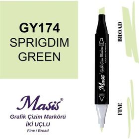 Masis 174 Koyu Mat Yeşil Çift Uçlu Marker Grafik Çizim Kalemi