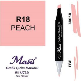 Masis 18 Şeftali Pembe Çift Uçlu Marker Grafik Çizim Kalemi