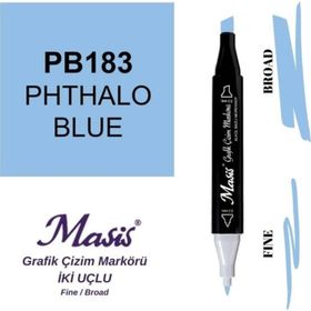 Masis 183 Fitalo Mavi Çift Uçlu Marker Grafik Çizim Kalemi