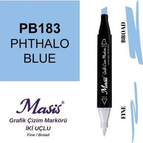 Masis 183 Fitalo Mavi Çift Uçlu Marker Grafik Çizim Kalemi