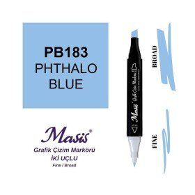 Masis 183 Fitalo Mavi Çift Uçlu Marker Grafik Çizim Kalemi