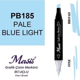 Masis 185 Mat Açık Mavi Çift Uçlu Marker Grafik Çizim Kalemi