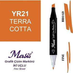Masis 21 Kiremit Rengi Çift Uçlu Marker Grafik Çizim Kalemi