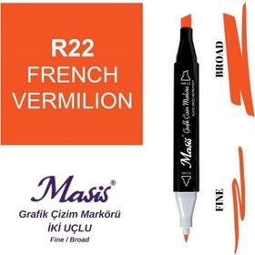 Masis 22 Kızıl Turuncu Çift Uçlu Marker Grafik Çizim Kalemi