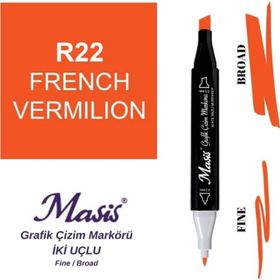 Masis 22 Kızıl Turuncu Çift Uçlu Marker Grafik Çizim Kalemi