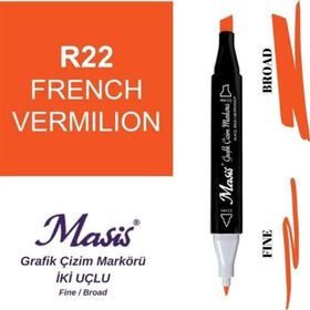 Masis 22 Kızıl Turuncu Çift Uçlu Marker Grafik Çizim Kalemi
