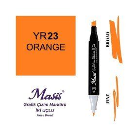 Masis 23 Turuncu Çift Uçlu Marker Grafik Çizim Kalemi