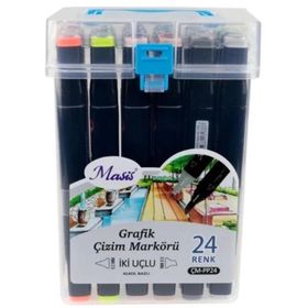 Masis 24 Renk Çift Taraflı Twin Grafik Marker Kalem Seti