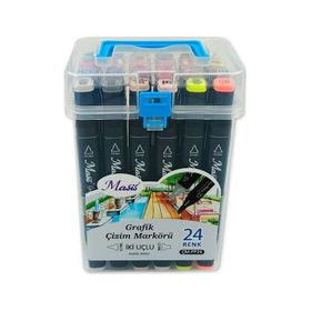 Masis 24 Renk Çift Taraflı Twin Grafik Marker Kalem Seti