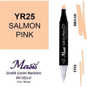 Masis 25 Somon Pembe Çift Uçlu Marker Grafik Çizim Kalemi