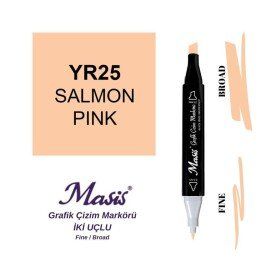 Masis 25 Somon Pembe Çift Uçlu Marker Grafik Çizim Kalemi