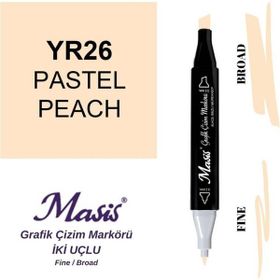 Masis 26 Pastel Şeftali Çift Uçlu Marker Grafik Çizim Kalemi
