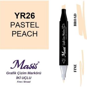 Masis 26 Pastel Şeftali Çift Uçlu Marker Grafik Çizim Kalemi