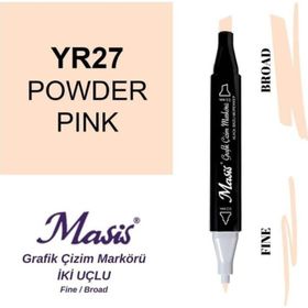Masis 27 Pudra Pembe Çift Uçlu Marker Grafik Çizim Kalemi