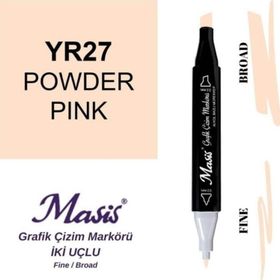Masis 27 Pudra Pembe Çift Uçlu Marker Grafik Çizim Kalemi