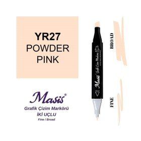 Masis 27 Pudra Pembe Çift Uçlu Marker Grafik Çizim Kalemi