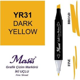Masis 31 Yoğun Sarı Çift Uçlu Marker Grafik Çizim Kalemi