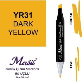 Masis 31 Yoğun Sarı Çift Uçlu Marker Grafik Çizim Kalemi
