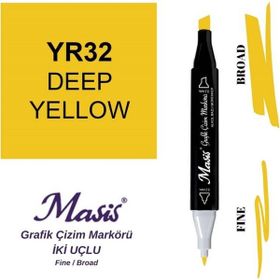 Masis 32 Koyu Sarı Çift Uçlu Marker Grafik Çizim Kalemi
