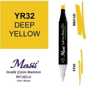 Masis 32 Koyu Sarı Çift Uçlu Marker Grafik Çizim Kalemi