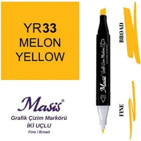 Masis 33 Kavun Sarı Çift Uçlu Marker Grafik Çizim Kalemi