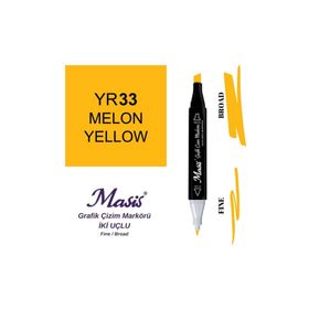 Masis 33 Kavun Sarı Çift Uçlu Marker Grafik Çizim Kalemi
