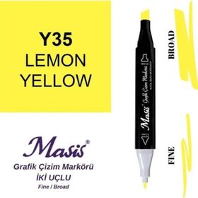Masis 35 Limon Sarı Çift Uçlu Marker Grafik Çizim Kalemi