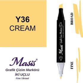 Masis 36 Krem Çift Uçlu Marker Grafik Çizim Kalemi