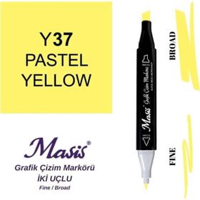 Masis 37 Pastel Sarı Çift Uçlu Marker Grafik Çizim Kalemi