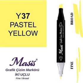 Masis 37 Pastel Sarı Çift Uçlu Marker Grafik Çizim Kalemi