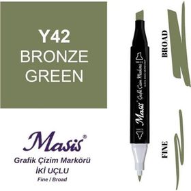 Masis 42 Bronz Yeşil Çift Uçlu Marker Grafik Çizim Kalemi