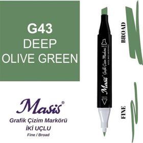 Masis 43 Koyu Zeytin Yeşil Çift Uçlu Marker Grafik Çizim Kalemi