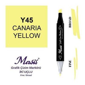 Masis 45 Kanarya Sarı Çift Uçlu Marker Grafik Çizim Kalemi