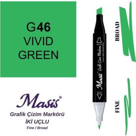 Masis 46 Parlak Yeşil Çift Uçlu Marker Grafik Çizim Kalemi