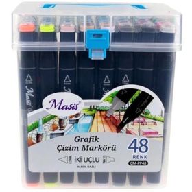 Masis 48 Renk Çift Taraflı Twin Grafik Marker Kalem Seti