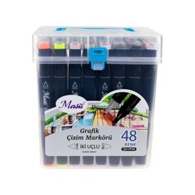 Masis 48 Renk Çift Taraflı Twin Grafik Marker Kalem Seti