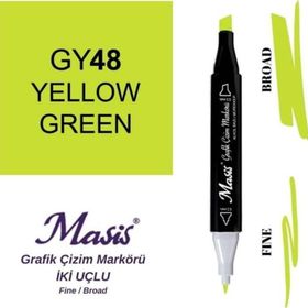 Masis 48 Sarımsı Yeşil Çift Uçlu Marker Grafik Çizim Kalemi