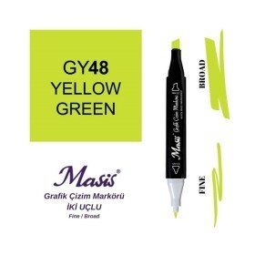 Masis 48 Sarımsı Yeşil Çift Uçlu Marker Grafik Çizim Kalemi