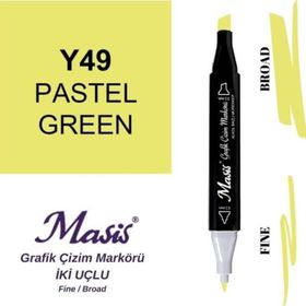 Masis 49 Pastel Yeşil Çift Uçlu Marker Grafik Çizim Kalemi